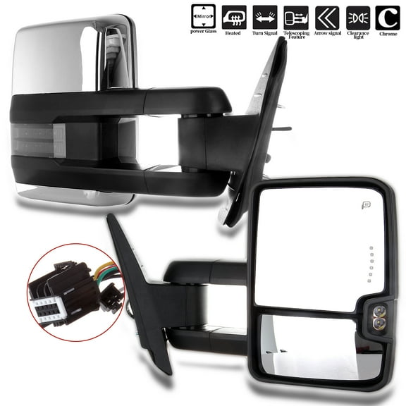 ECCPP Towing Mirrors for Chevy Silverado for GMC Sierra 1500 2500 3500 Sierra 2007-2013 for Chevy Avalanche 1500 Power Heated Signal Light Pair Mirrors 2008 2009 2010 2011 2012 2013