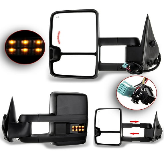 ECCPP Towing Mirrors High perfromance Automotive Exterior Mirrors with Power Heated Turn Signal Replacement fit for 2003-2007 Silverado Sierra for Chevy for gmc 1500 2500 3500(07 New Body Style)