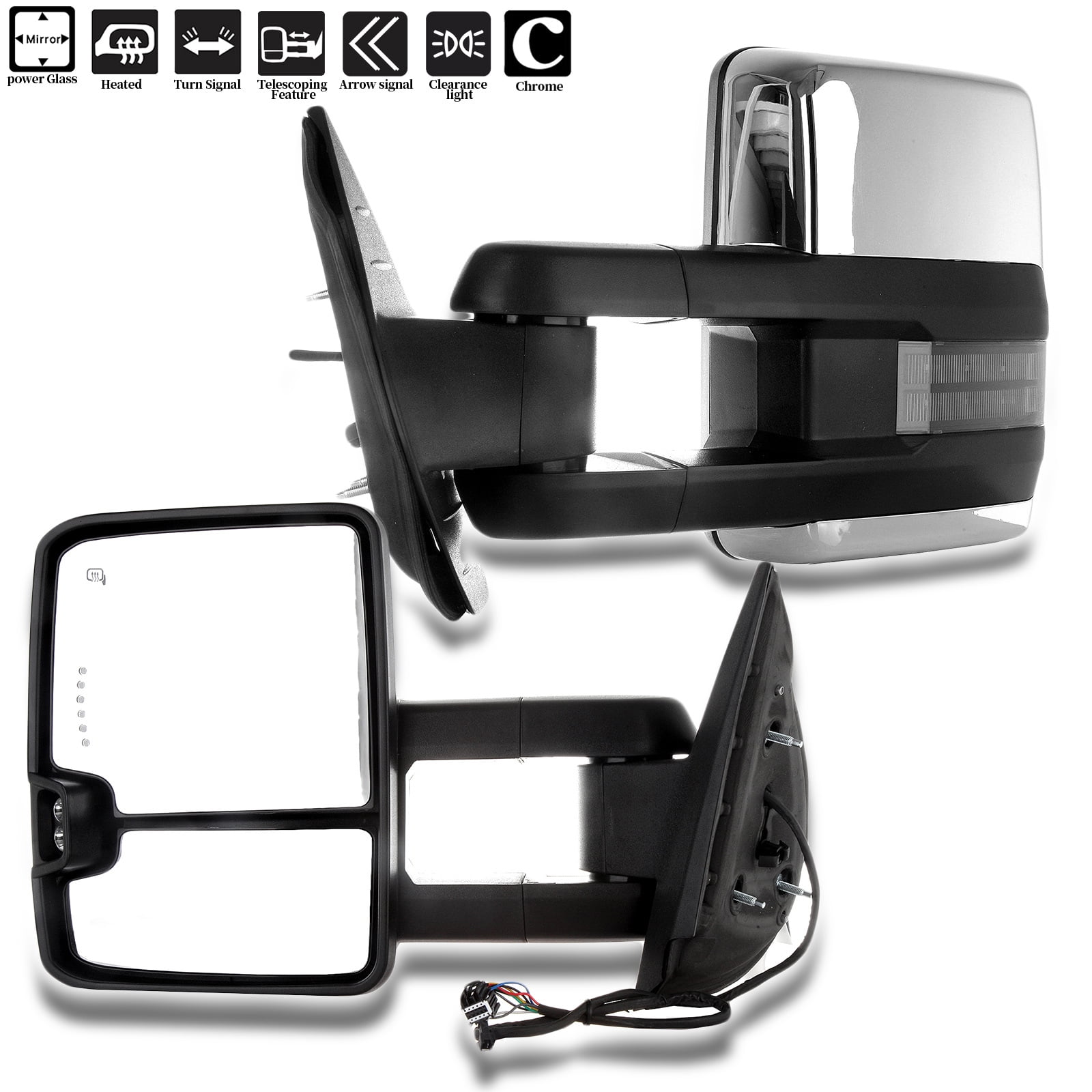 SCITOO Towing Mirrors Exterior Mirrors popular fit for Chevy for GMC 2007-2013 for Silve