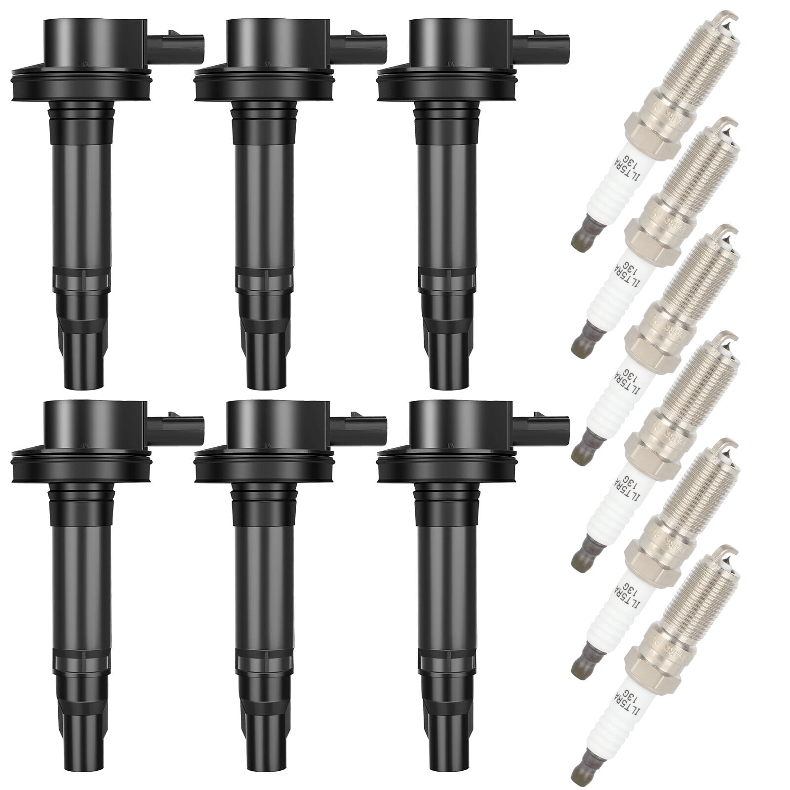 ECCPP UF553 6 ignition coils with 6 iridium Spark Plugs for ford for Lincoln Edge Flex F150 Explorer Fusion Taurus MKS MKX MKZ CX-9 3.5L 3.7L V6 2007-2017 DG-520 UF553 UF-553