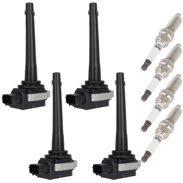 ECCPP UF591 4 ignition coils with 4 iridium Spark Plugs for Nissan