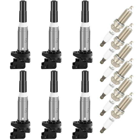 ECCPP UF667 6 ignition coils with 6 iridium Spark Plugs 128I 323I 325I 525I 650I M5 M6 X3 X5 X6 Z4 2.5L 3.0L 4.4L 12137550012 UF667