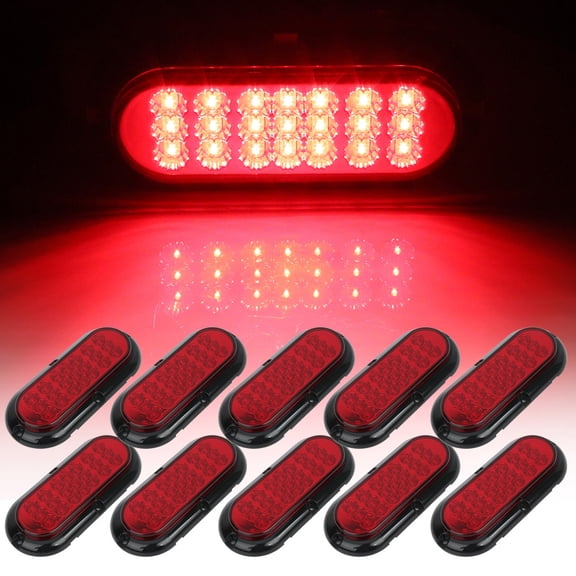 ECCPP Universal 10Pack 6â€ 21 Leds Red Stop Turn Signal Lamp Side Marker Truck Trailer LED Light fit for Truck Pickup Boat SUV Trail LED Side Marker Light