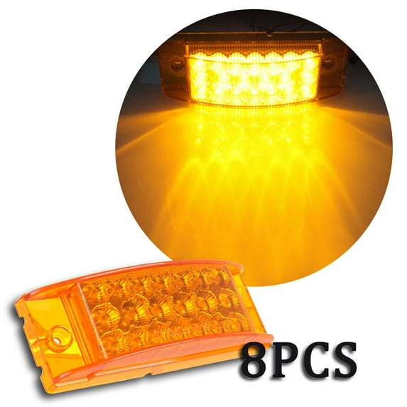 ECCPP Universal 21LED 8 Pack Rectangular Amber Side Marker Light fit for Truck Pickup Boat Trail LED Side Marker Clearance Identification Light Marker Bullet Light