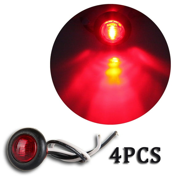 ECCPP Universal 4 Pack 1" Round Red Side Marker Light fit for Truck Pickup Boat Trail LED Side Marker Clearance Identification Light