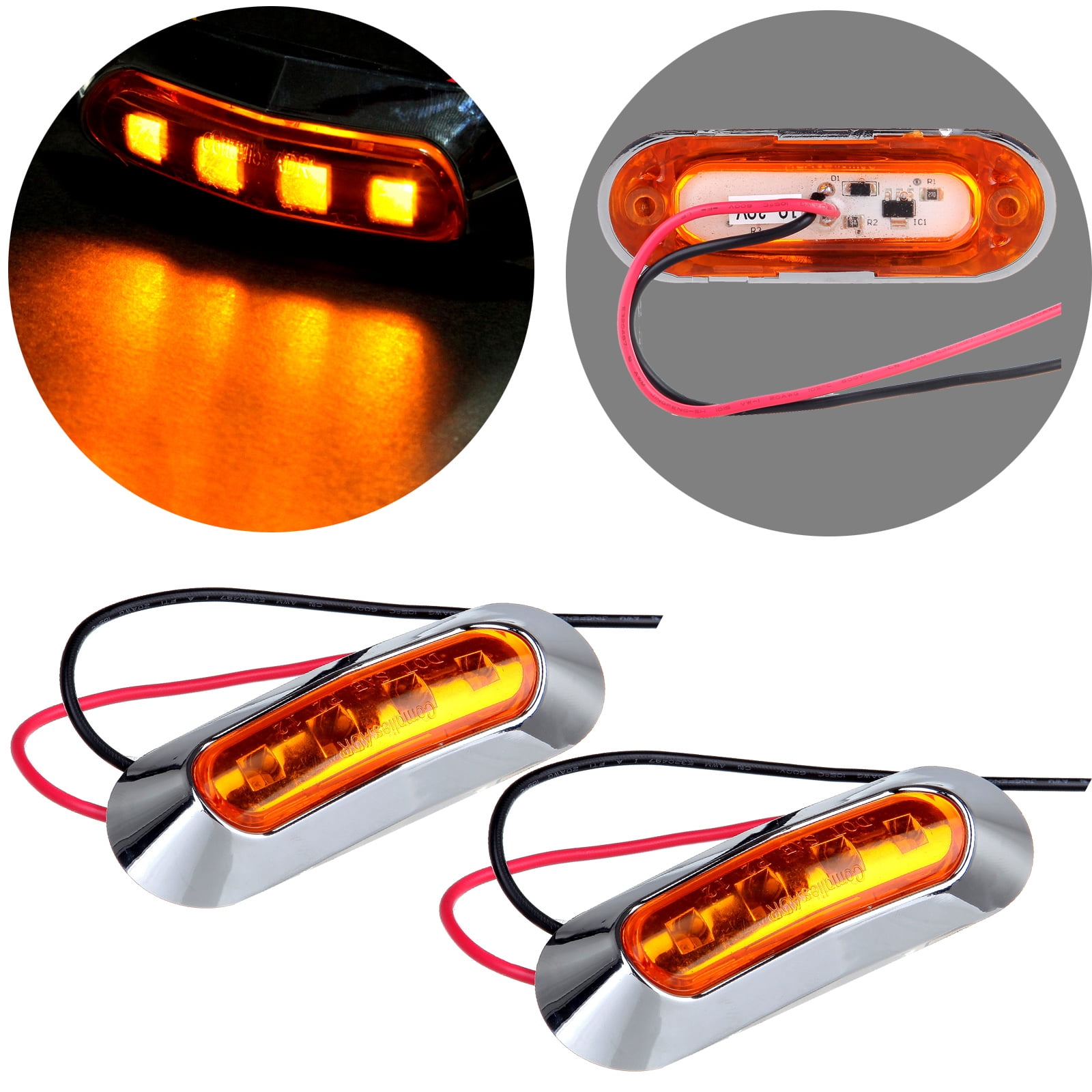 Led 8 Pack ECCPP Universal 4LED 8 Pack Amber Side Marker Light fit for Truck ...