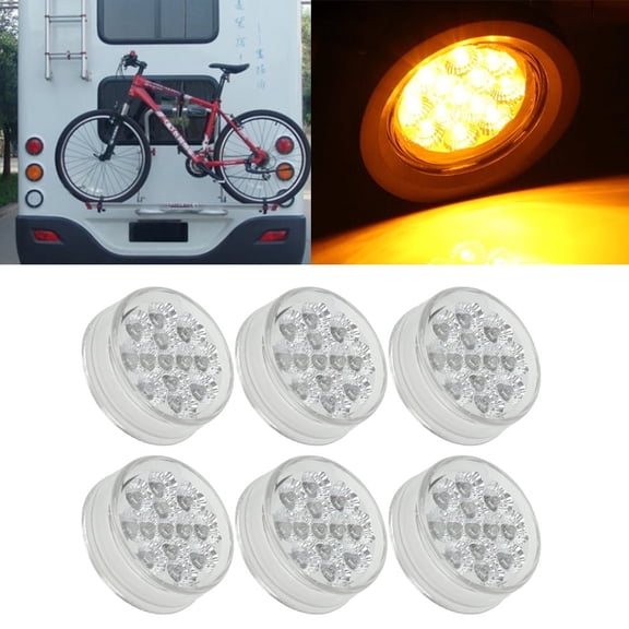 ECCPP Universal 6Pack 2.5 13LED Yellow Stop Turn Signal Lamp Side Marker Truck Trailer LED Light fit for Truck Pickup Boat SUV Trail LED Side Marker Light