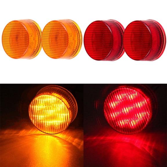 ECCPP Universal 9LED 2Pack 2 Red/Amber Light Clearance Side Marker Truck Trailer LED Light fit for Truck Pickup Boat SUV Trail LED Side Marker Clearance Identification Light