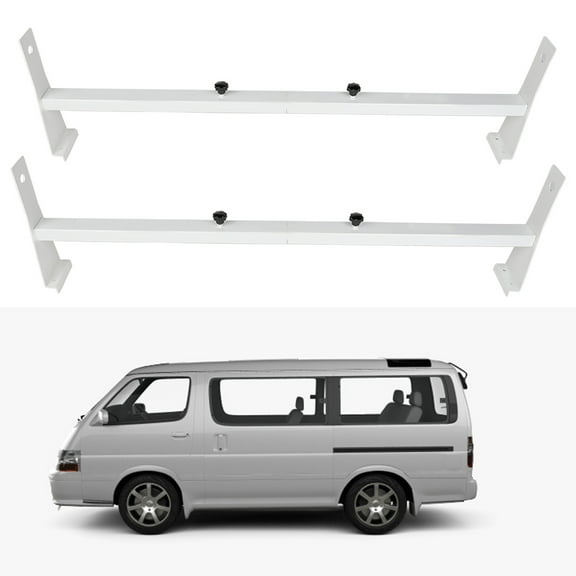 ECCPP Universal Steel White Van 2 BAR Ladder Rack Roof Cargo Bars CROSSBAR 600lb NEW Fits select: 2004-2006 FORD ECONOLINE E250 VAN, 2012 FORD ECONOLINE E350 SUPER DUTY VAN