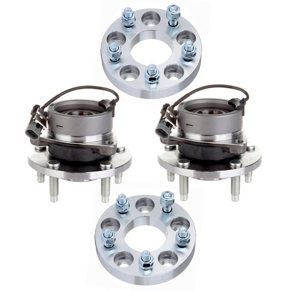 ECCPP Wheel Spacers 1" 25mm 5x110 to 5x4.5(5x114.3mm) +New Front Wheel Bearing And Hub Assembly Fits for Cobalt HHR W/ABS 513206 for Chevrolet HHR for Chevrolet Cobalt