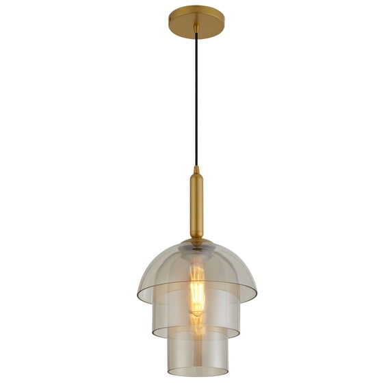 ECD LIGHTING Modern Glass Pendant Light with 3 Glass Shades in Amber Color - Large