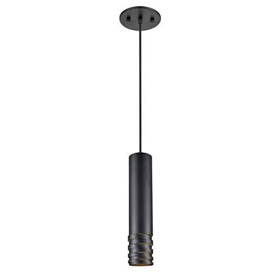 ECD Lighting Unique Modern Cutout Detailed 10 Inch Pendant LED Light Fixture - Cylindrical Ceiling Light Fixture, 40 Inch Cord Hanging Lamp for Home Decor, Kitchen Island - Black