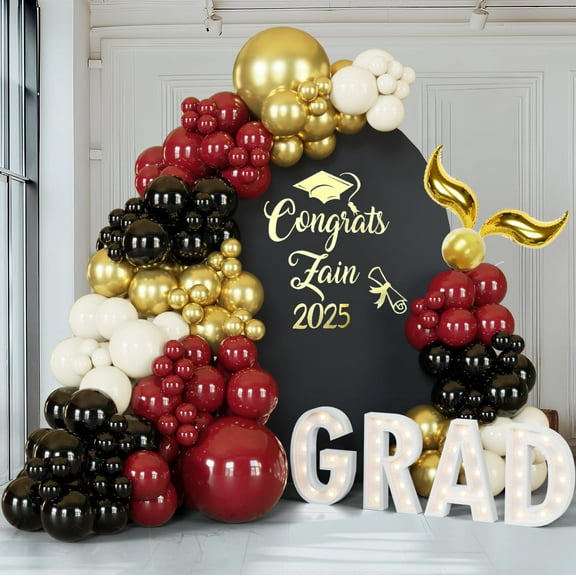 ECEAE 137PCS Magical Balloon Arch Garland KKS1Kit, Burgundy Gold Black White Balloons with Golden Wing Balloons, for Fantasy-Themed Party Decorations, Baby Showers, and Magic Birthday Party