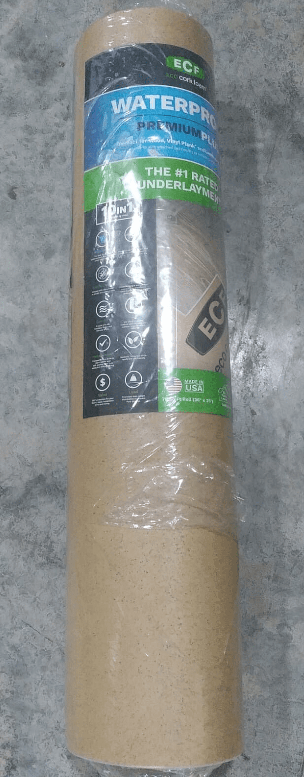 ECF Underlayment Laminate And Engineered Floor With Cork 36" x 25' 75 sq ft roll