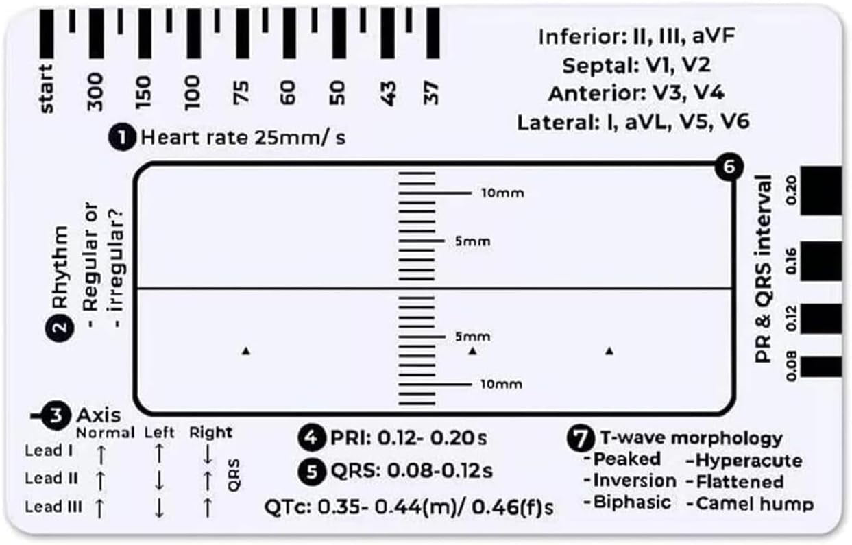 ECG 7-Step Ruler for EKG Interpretation - Transparent Plastic Measuring ...