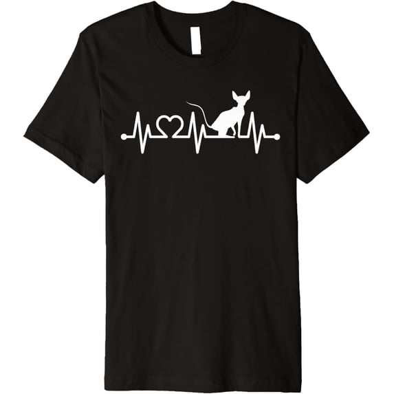ECG Heartbeat Pulse Heart Sphynx for Sphinx Cat Owners Premium T-Shirt mens t shirt,black,women,funny,misfits,men,journey,t-shirt