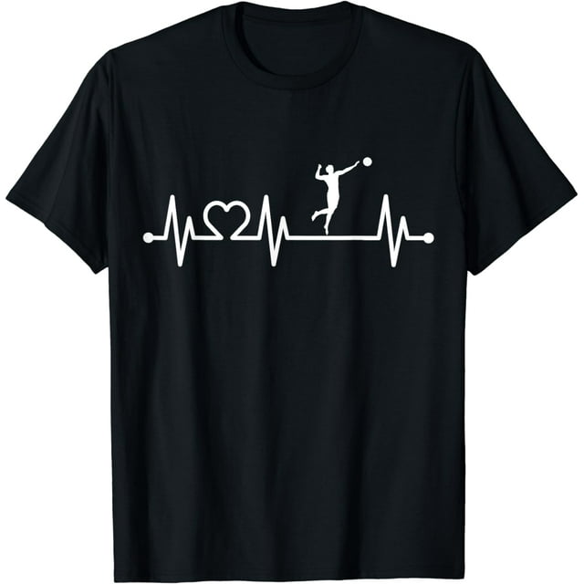 Ecg Heartbeat With Volleyball And Heart Pulse T-shirt - Walmart.com