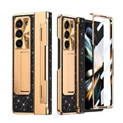 ECH CIRCLE Galaxy Z Fold 5 5G Case with Build-in Screen Protector, Luxury Glitter Bling Full Body Protective Shockproof Kickstand Anti-Fringprint Phone Case Cover for Samsung Galaxy Z Fold 5, Black