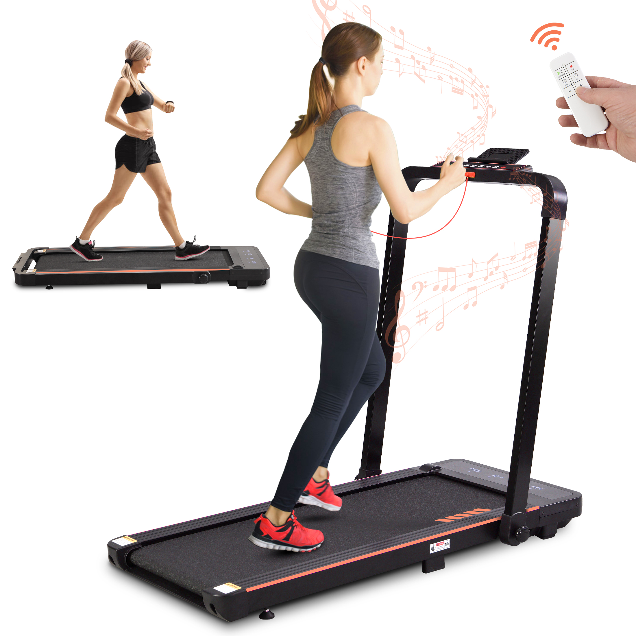 Superfit 2.25HP 2 in 1 Folding Under Desk Treadmill W/ Speaker Remote