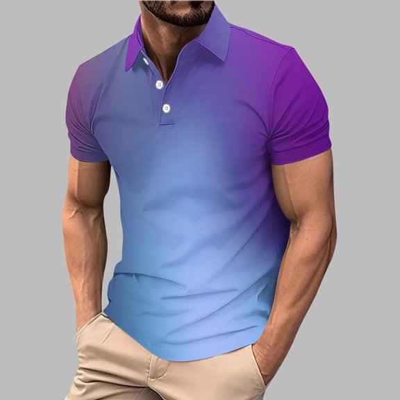 ECHFIPROM Mens Collared Polo Shirts Navy Jersey Classic Fit Stretch Short Sleeve Tops for Golf Player