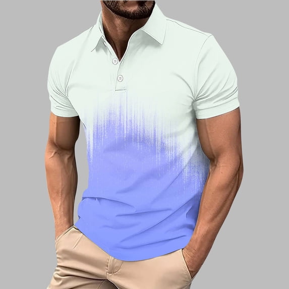 ECHFIPROM Mens Collared Polo Shirts Short Sleeve Wrinkle Resistant Purple Jersey Breathable Tops for Middle-aged Men Classic Fit