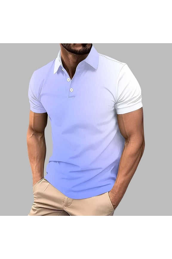 Mens Polo Shirts Purple Short Sleeve Collared Stretch Jersey Business Casual Tops for Middle-aged Men Classic Fit