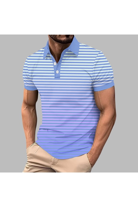Mens Purple Polo Shirts Stretch Breathable Jersey Short Sleeve Tops for Middle-aged Men Collared