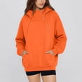 thumbnail image 1 of ECHFIPROM Orange Hoodie for Women Oversized with Pocket Solid Color Long Sleeve Casual Ladies 1/4 Zip Hooded Fall Basic Top,3XL, 1 of 7