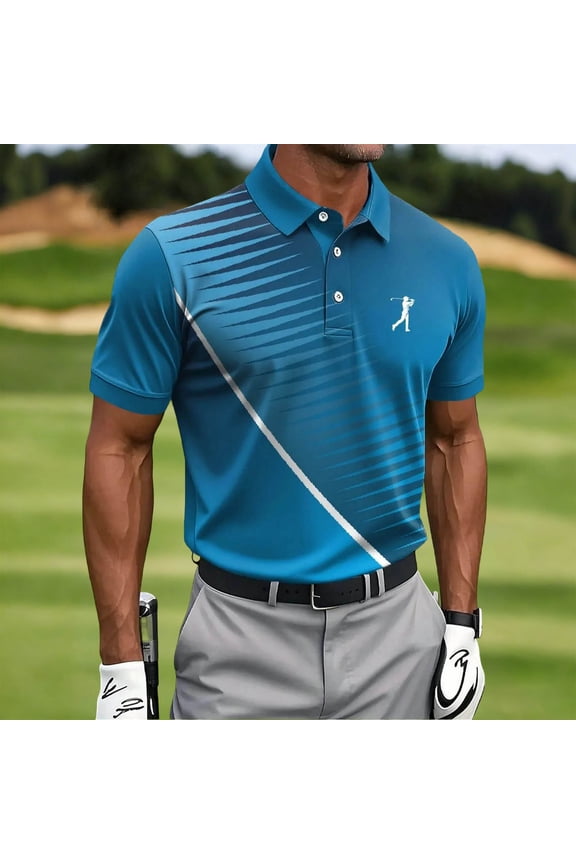 Polo Shirts for Men Short Sleeve Light Blue Sports Jersey Collared Casual Wrinkle Resistant Classic Fit Tennis Lovers Tops