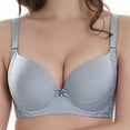 thumbnail image 1 of ECHFIPROM Womens Plus Size Lace Underwire Push up Bras Breathable Full Coverage Support Daily Wear Bra,Blue,38F, 1 of 8