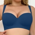 thumbnail image 1 of ECHFIPROM Womens Plus Size Smooth Seamless Deep V Underwire Bra Push up Full Coverage Bra,Blue,40D, 1 of 3