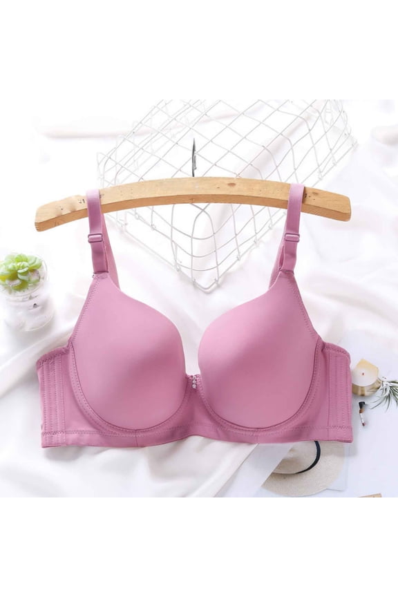 Womens Plus Size Solid Thin Underwire Bra Unpadded Full Cup Push up Support Everyday Bra,Pink,44D