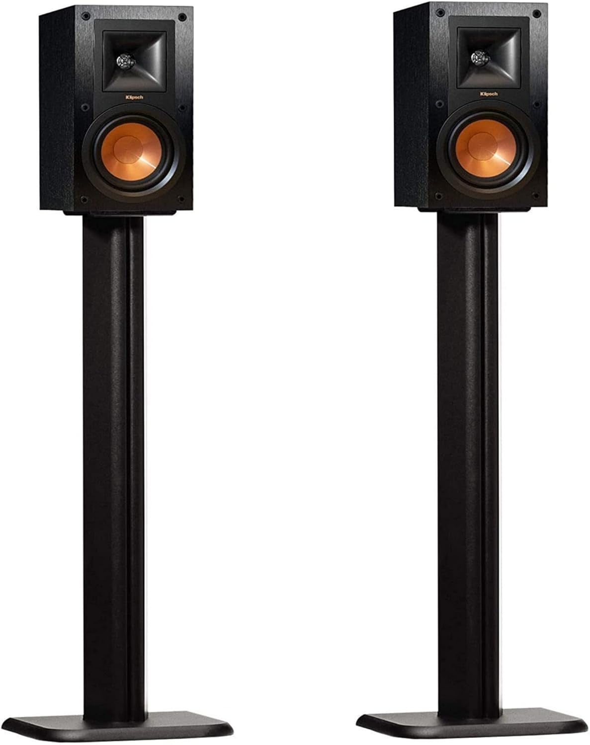 Black MDF Universal Floor Speaker Stands with Cable Management