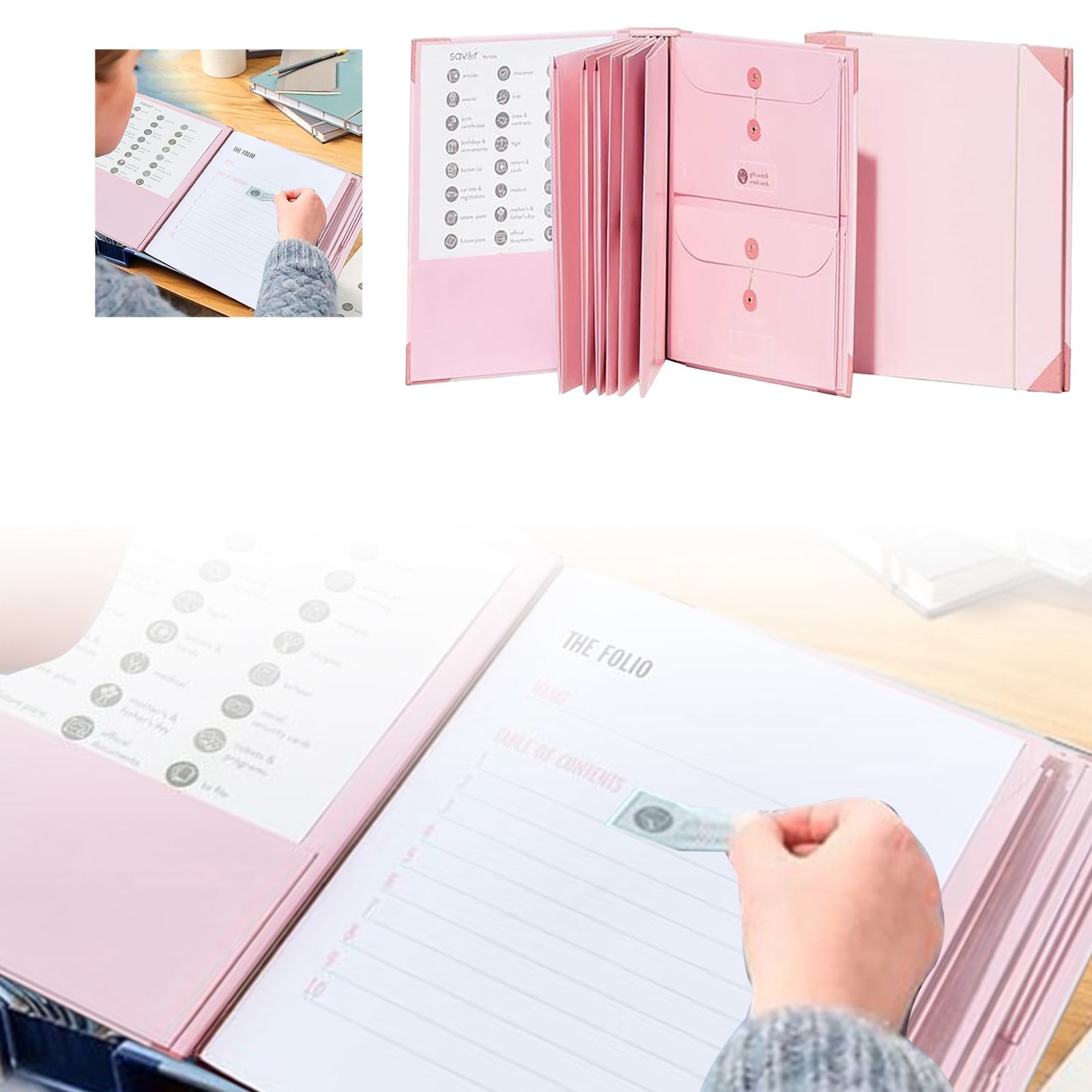 ECHOYY Pocket Folder Accordion File Pocket Lost File Organizer File