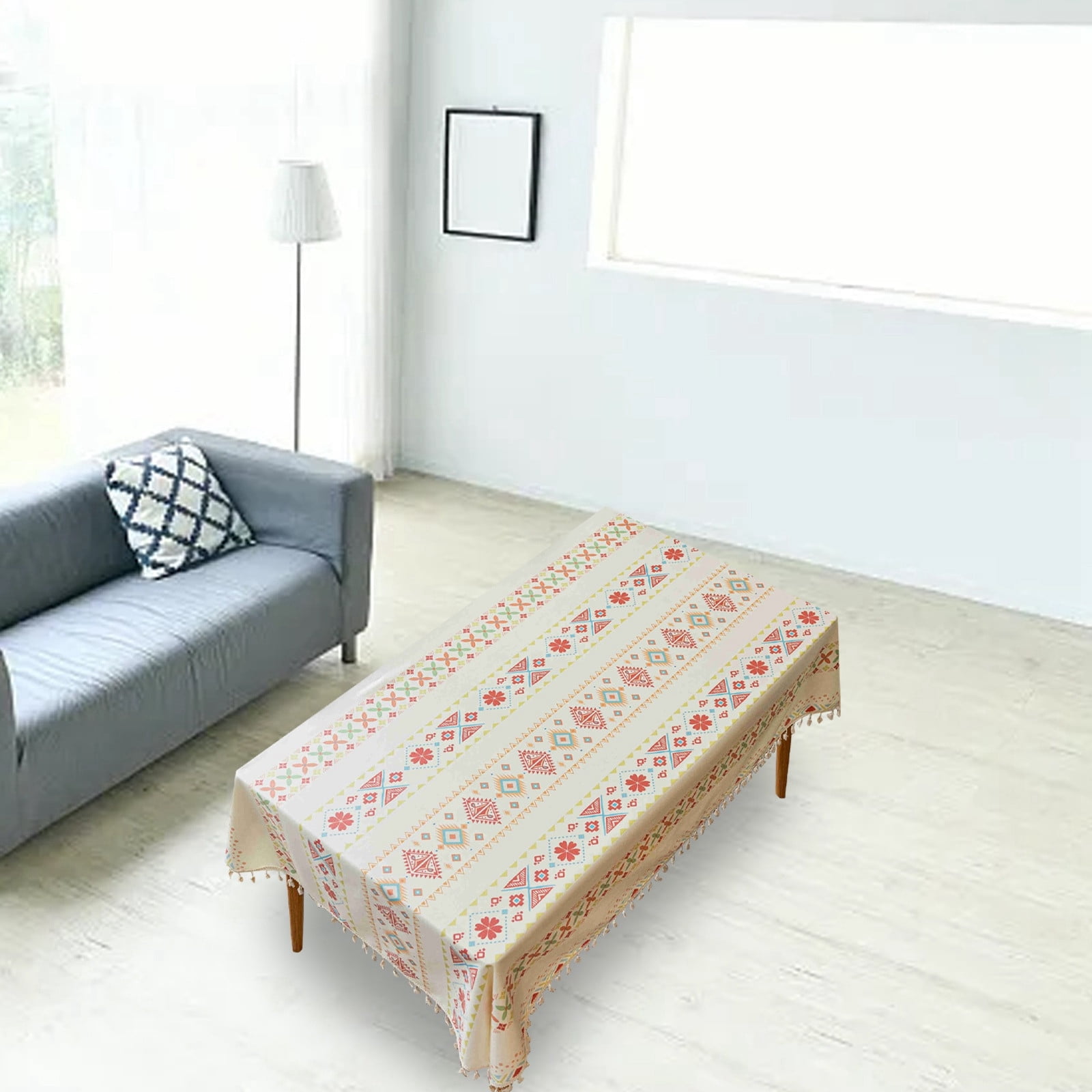 ECHOYY Table Cloth Disposable Cloth Art National Wind Rectangle Tassel