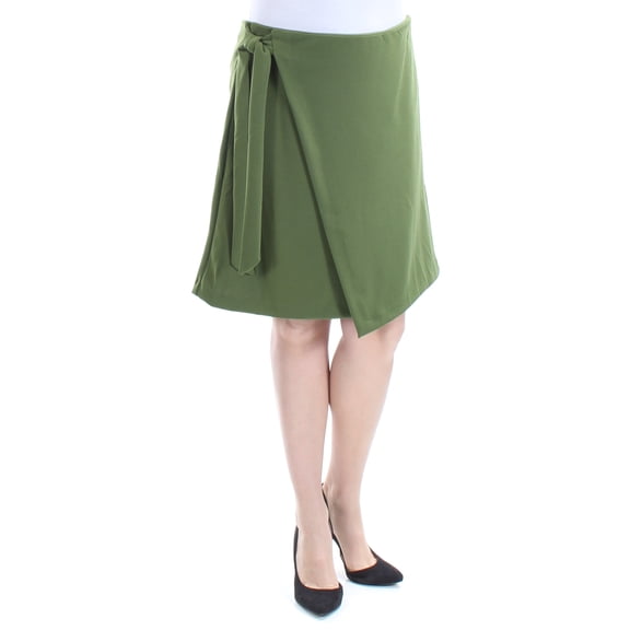 ECI $60 Womens New 1381 Green Tie Knee Length A-Line Wear To Work Skirt L B+B