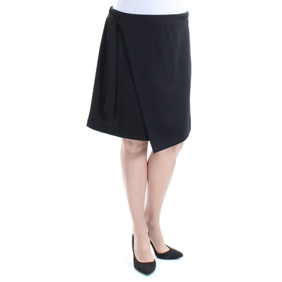 ECI $60 Womens New 1386 Black Above The Knee Tie Faux Wrap Skirt L B+B