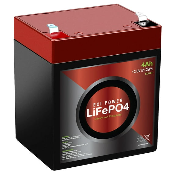 ECI Power 12V 5Ah Lithium LiFePO4 Deep Cycle Rechargeable Battery | 2000-5000 Life Cycles & 10-Year Lifetime | Built-in BMS