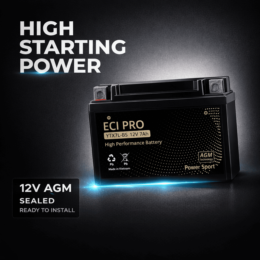 ECI Pro YTX7A-BS 12V 7Ah Powersports Battery
