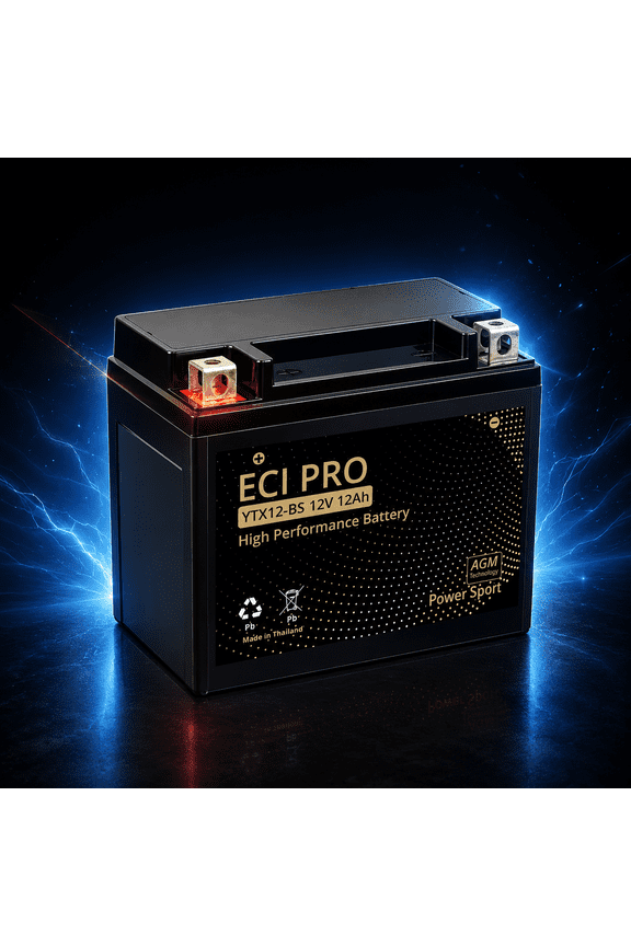YTX12-BS AGM Battery - 12V 12Ah, 210CCA - Fits Select Motorcycles, Honda, Yamaha, Kawasaki, Suzuki & ATVs - Maintenance-Free, Leak-Proof, High CCA, High-Performance Powersports Battery