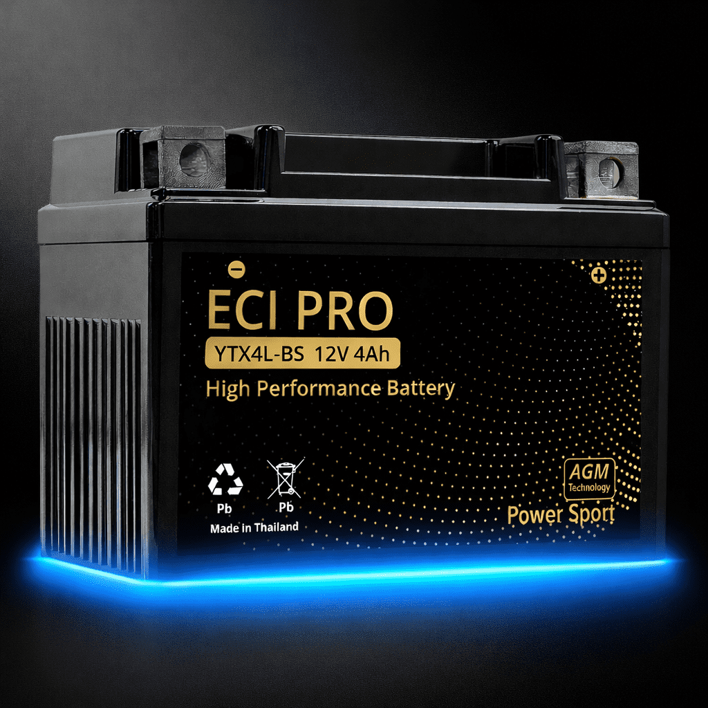 ECI Pro YTX4L-BS AGM Motorcycle Battery 12V 4Ah Maintenance-Free Replacement for ATV Scooter Dirt Bike Jet Ski High Cold Cranking Amps Leak-Proof Powersports Battery