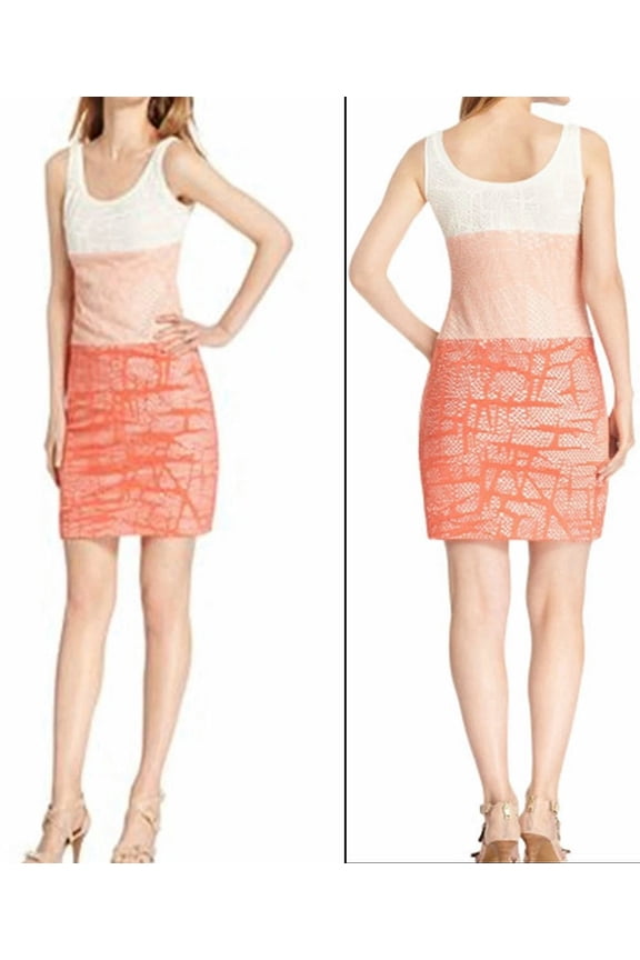 White Coral Sleeveless Crochet Lace Sheath Dress Women's Medium