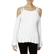 ECI Womens Cold Shoulder Crew Neck Pullover Sweater