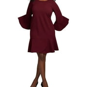 ECI Womens Plus Ruffled Flounce Sleeves Cocktail Dress Red 14W