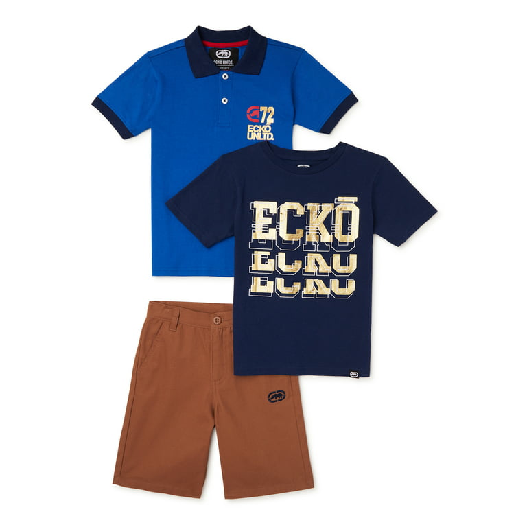 ECKO Unlimited Boys Short-Sleeve Polo, Graphic T-Shirt, & Woven Short,  3-Piece Set, Sizes 4-7