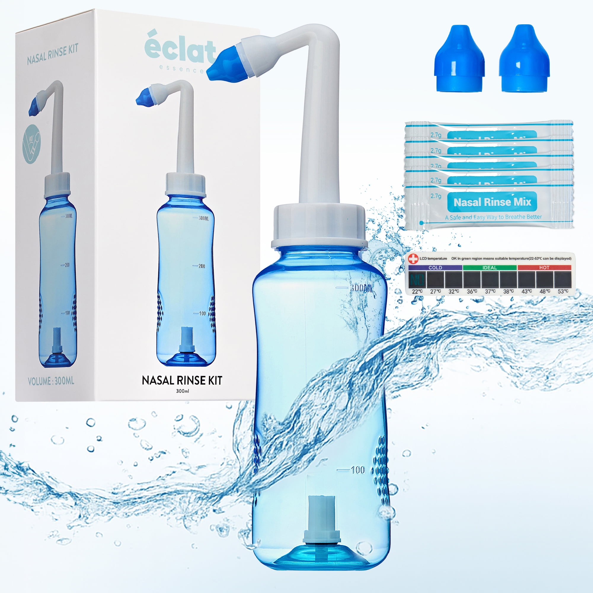 Step Nasal Rinse éclat Nasal Rinse Kit - Gentle Pressure Nasal Irrigation, Smart Control ...