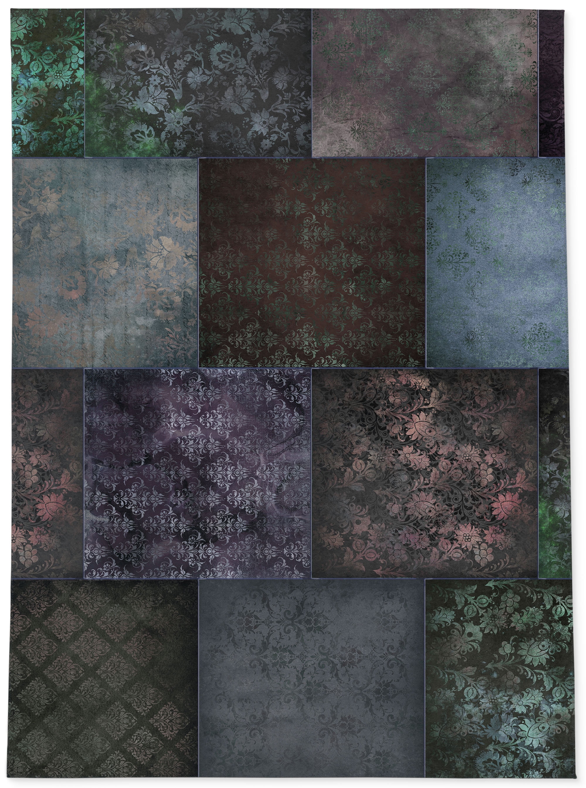 ECLECTIC BOHEMIAN PATCHWORK BROWN PURPLE AND GREEN Outdoor Rug By Kavka ...