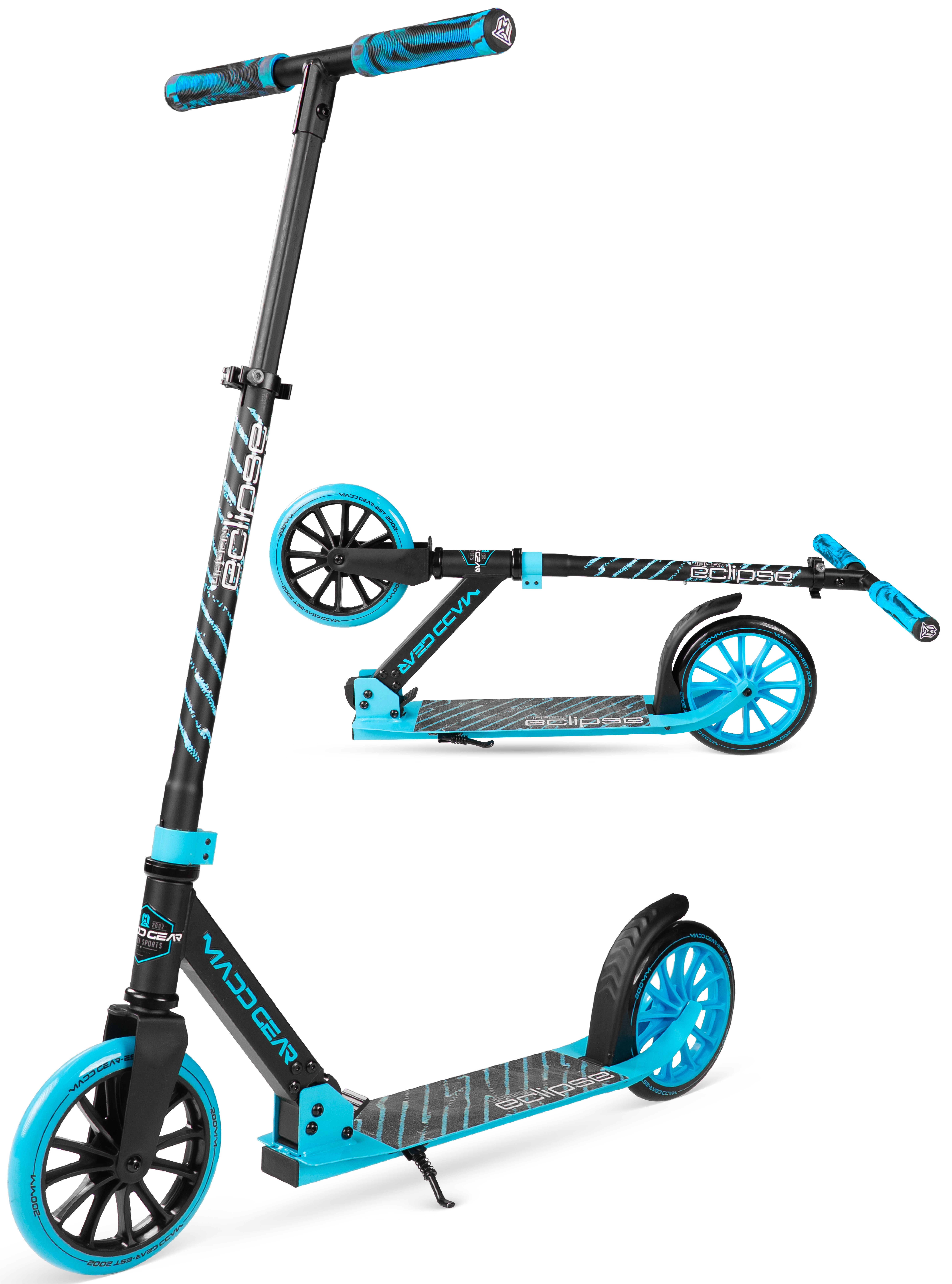 Madd Gear Eclipse Commuter Scooter with 200mm Blue Wheels - Suitable for Kids and Adults