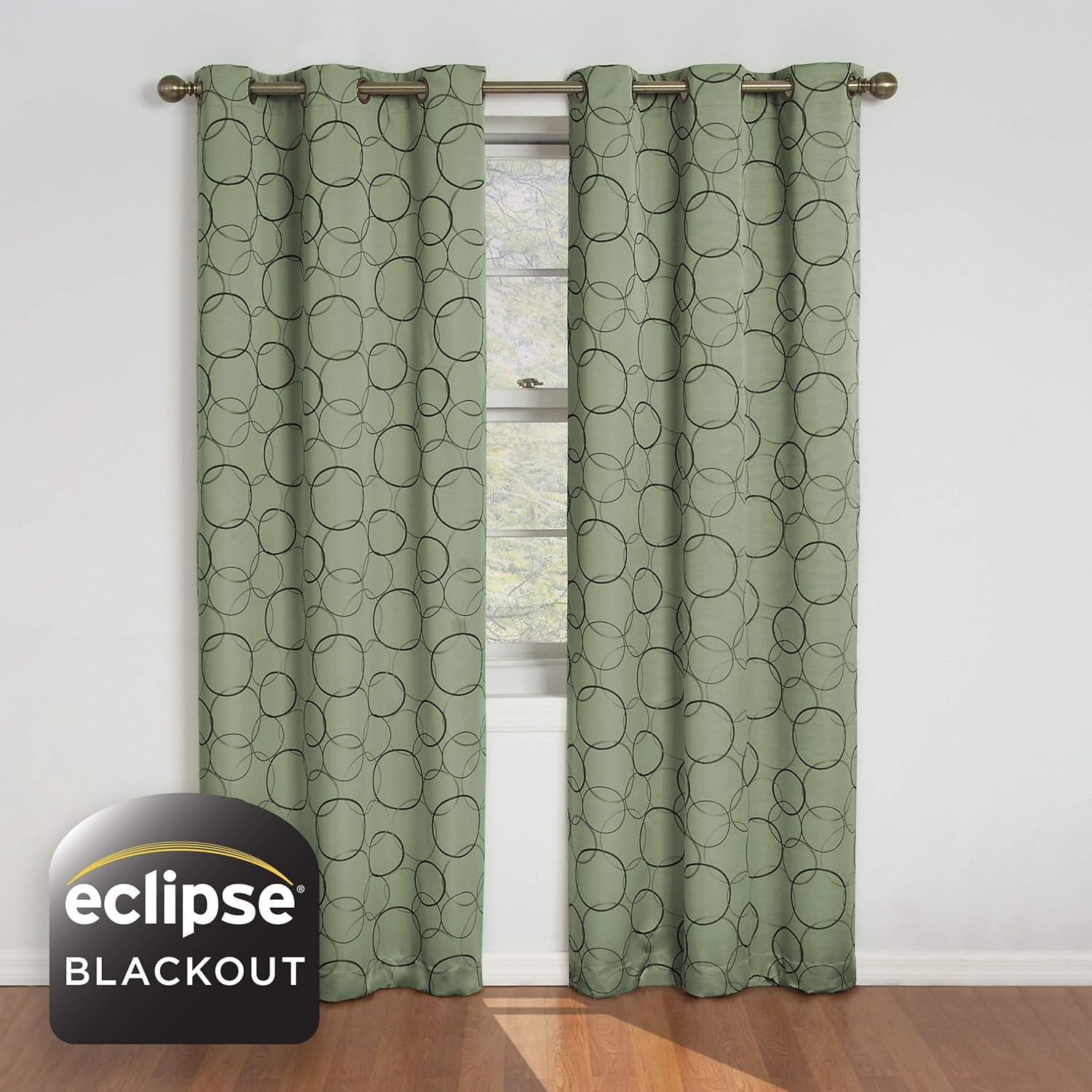 Sage Green Blackout Grommet Top Polyester Drapes