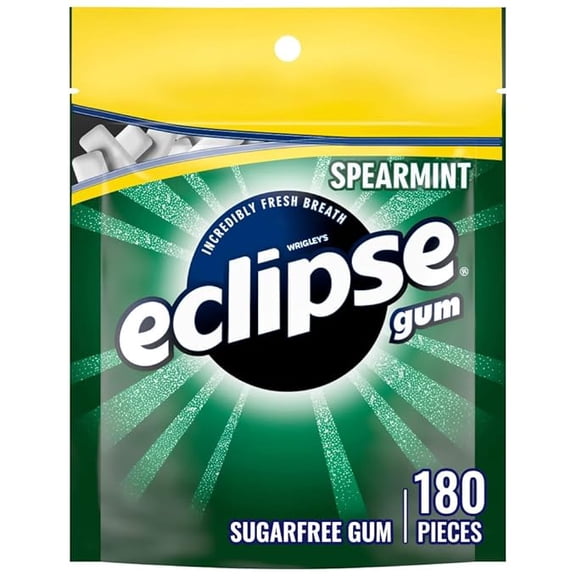 ECLIPSE Spearmint Chewing Gum Sugar Free, Mint Gum Bulk Pack, 8.8 Ounce (180 Piece Bag)